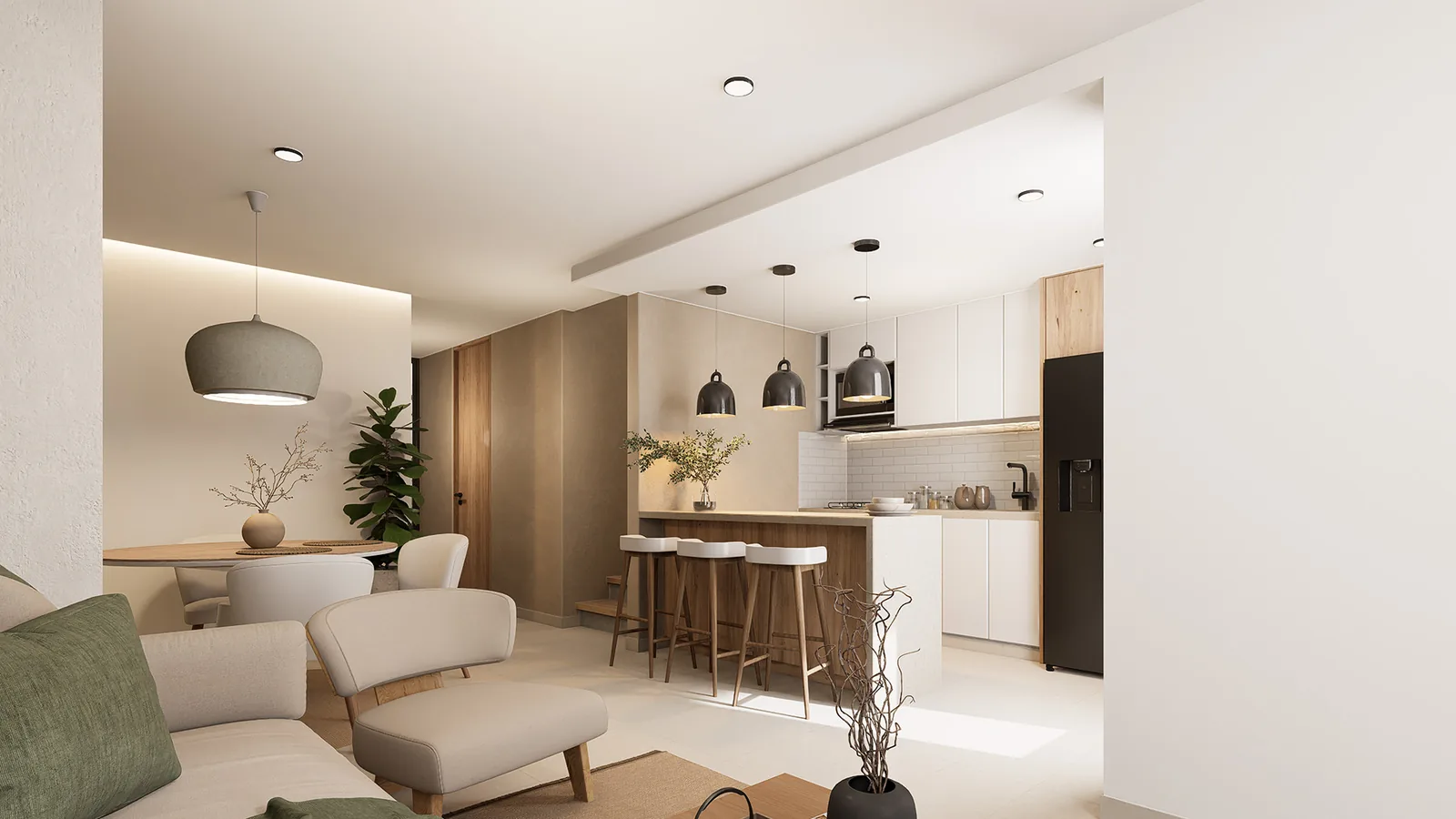 Concepto Natura — cocina y sala