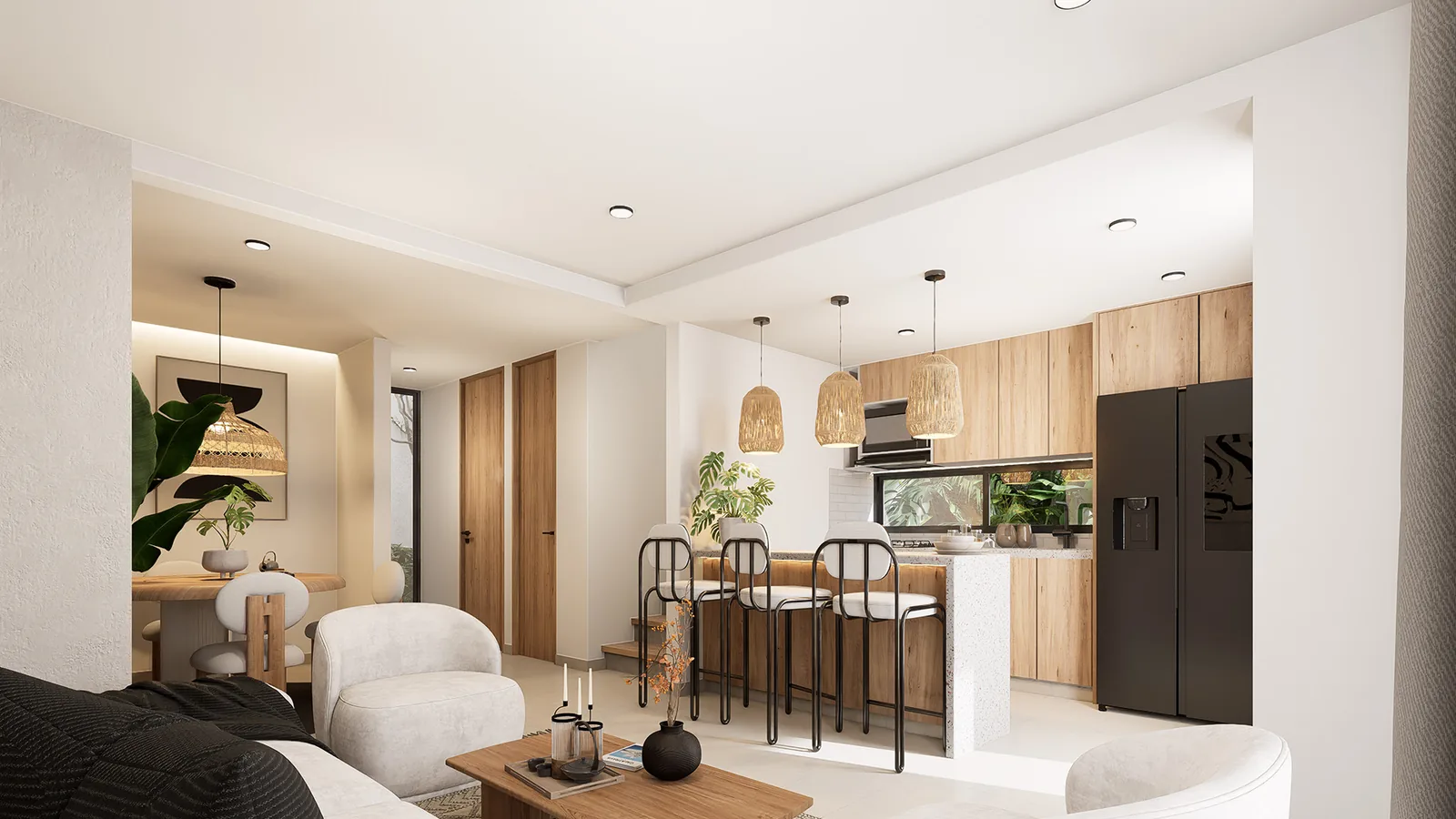 Concepto Zen — cocina y sala